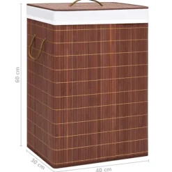 vidaXL Tvättkorg bambu med 2 sektioner brun 72 L Brun