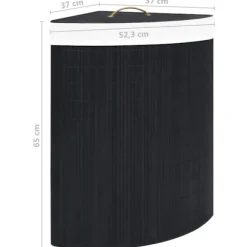 vidaXL Tvättkorg för hörn bambu svart 60 L Svart