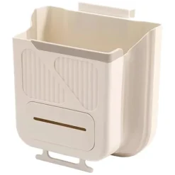Vikbar Hängande Papperskorg 21,6 x 20,3 x 12 cm Vit Plast Köksavfallsbehållare