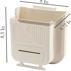 Vikbar Hängande Papperskorg 21,6 x 20,3 x 12 cm Vit Plast Köksavfallsbehållare