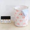 Vikbar Tvättkorg Bomull Linne Rund Förvaringslåda Tvättsäck Leksaksorganisatör - Rosa