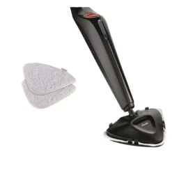 Vileda 168917 Steam Plus 3.0 elektrisk ångmopp med 2x microfiber ersättningstampar, rengöring av mattor Svart