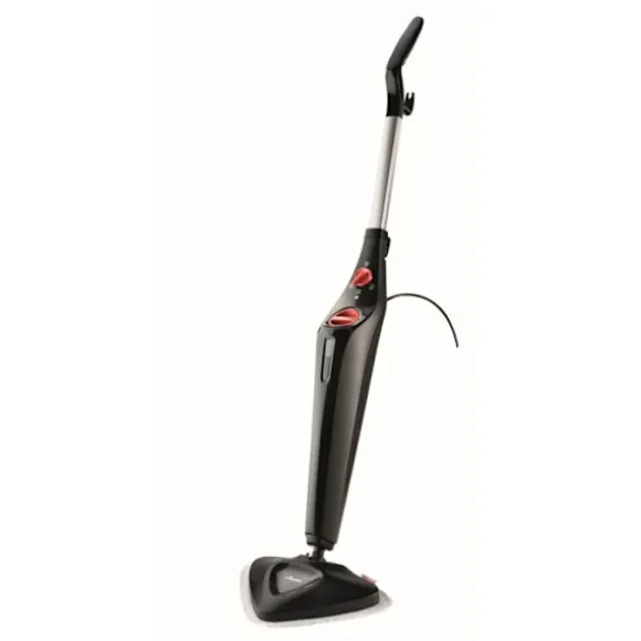 Vileda 168917 Steam Plus 3.0 elektrisk ångmopp med 2x microfiber ersättningstampar, rengöring av mattor Svart
