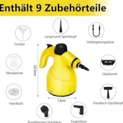 1000W Handhållen Ångrengörare med 9 Tillbehör för Fläckborttagning, Fett, Bilsäten, Fönster, Soffa, 350ml Tank