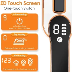 1190W Mini Resestrykjärn, Liten Vikbar Bärbar Resestrykjärn med LED-Display och 4 Ångnivåer